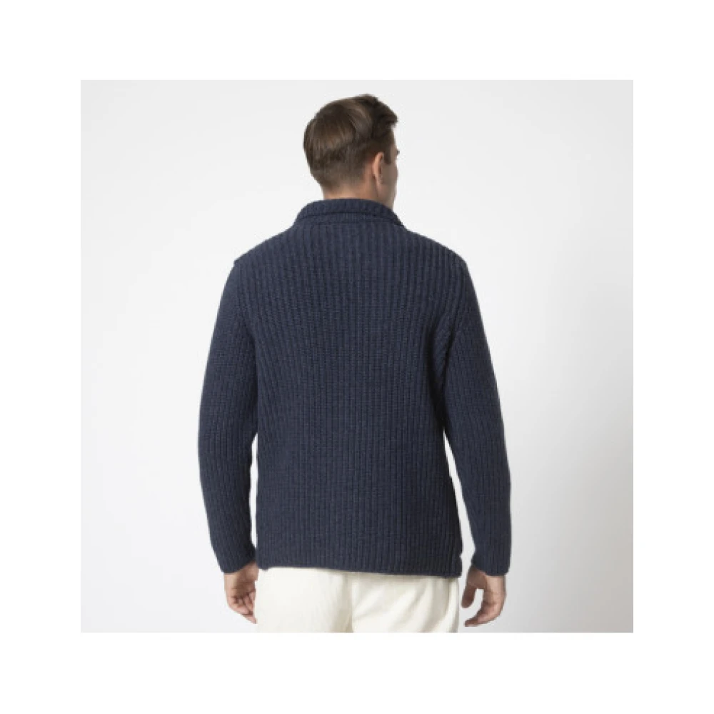 Gran Sasso Marineblauwe Gebreide Cardigan Blue Heren