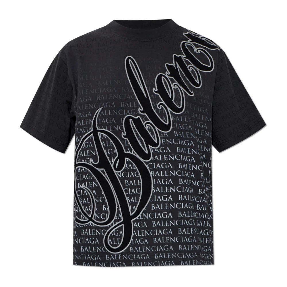 Balenciaga Women's Gray T-Shirts, Xs, Monogram T-Shirt