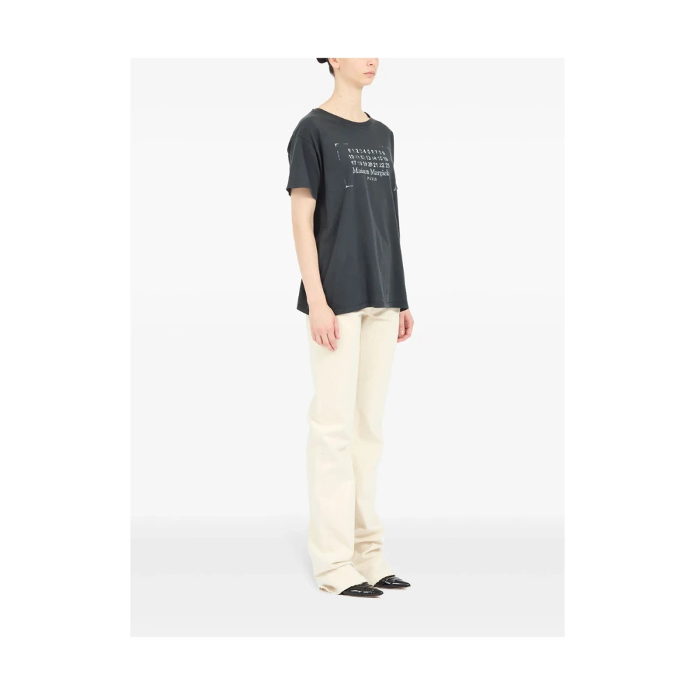 Maison Margiela Donkergrijze Katoenen Logo Print T-shirt Gray Heren