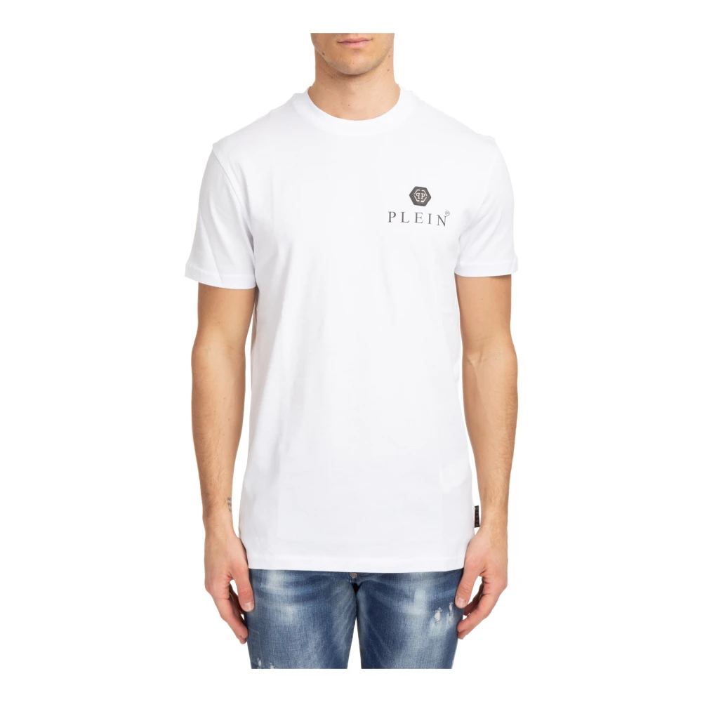 Philipp Plein Enfärgad Logo Hexagon T-shirt White, Herr