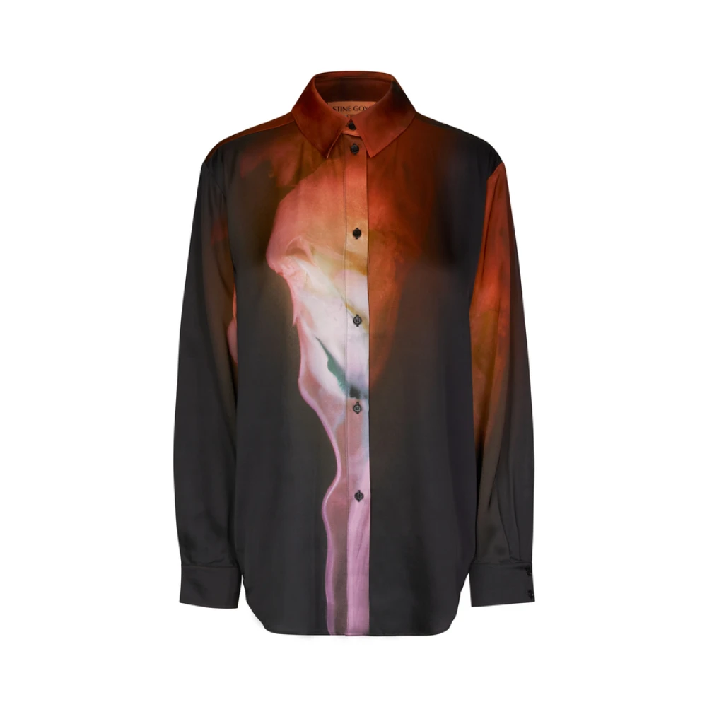 Stine Goya Black Rose Print Oversized Shirt - Female - Shirts - Xs - Blouses & Shirts