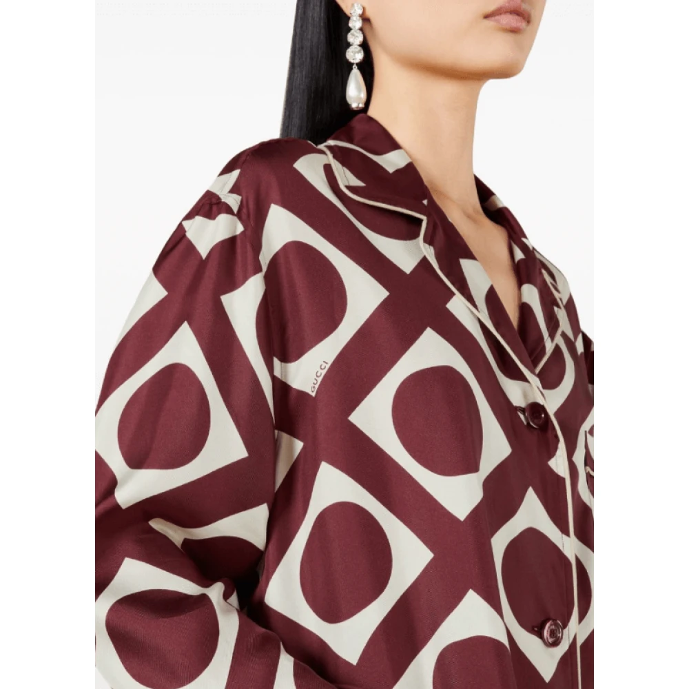 Gucci Overhemd met grafische print en contrasterende afwerking Red Dames