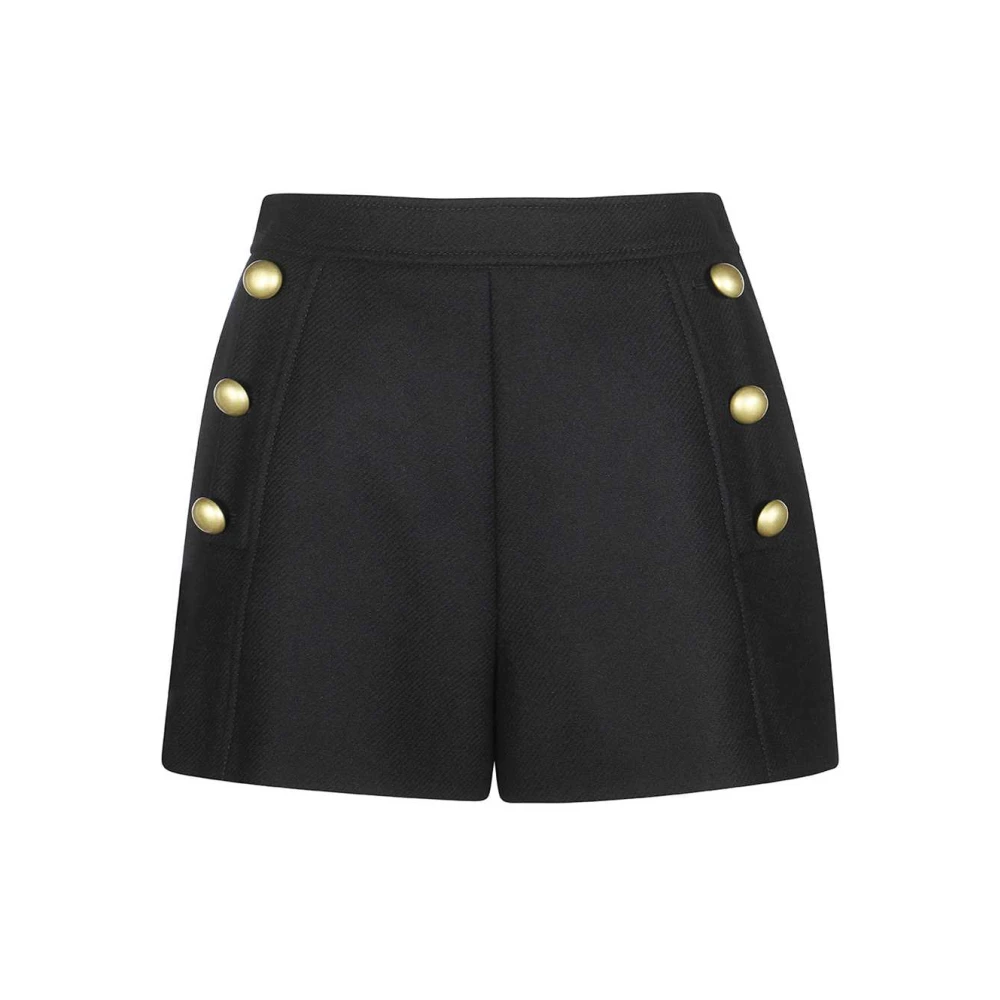 Moschino Wollen Shorts met Decoratieve Knopen Black Dames