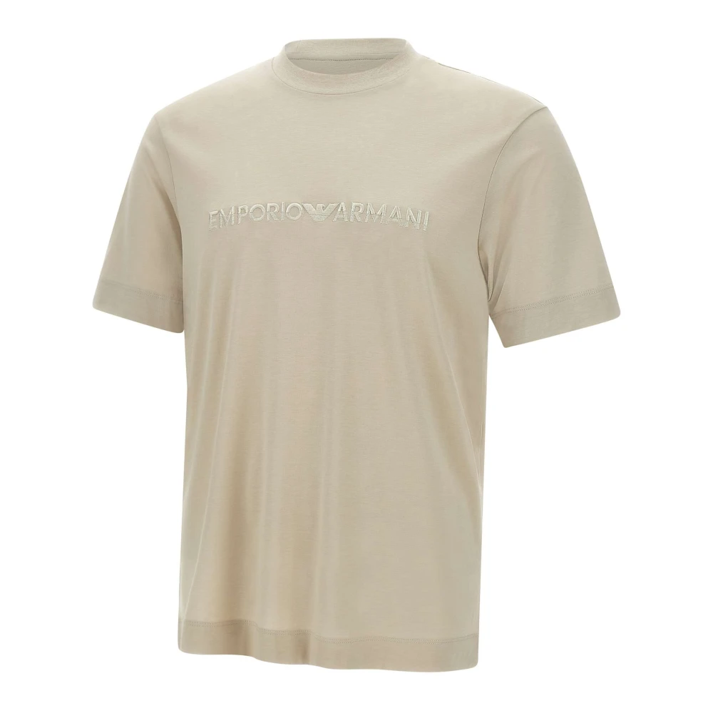 Emporio Armani Moderne Logo Korte Mouw T-Shirt Beige Heren
