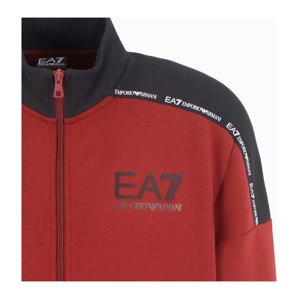 Emporio Armani EA7 Bordeaux Sweater Zip Logo Collection Red Heren