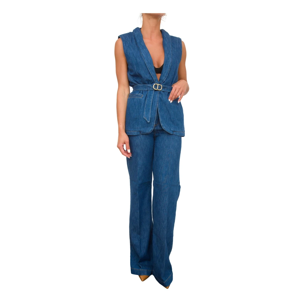 Twinset Denim Blauw Vest Blue Dames