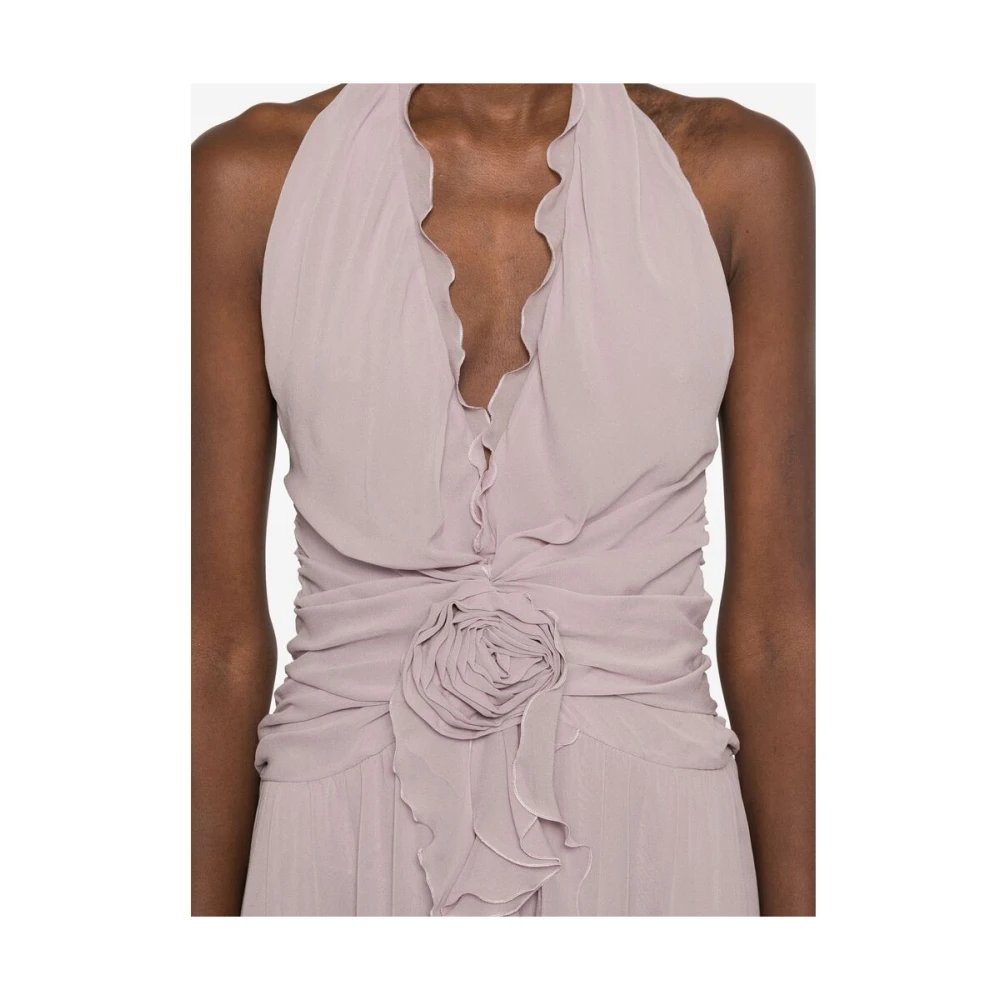 Blumarine Grijze Halternek Jurk met Voorspleet Purple Dames
