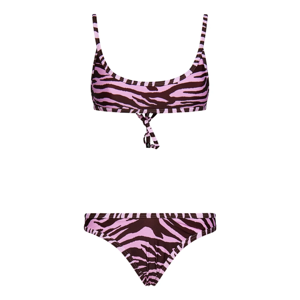 The Attico Rosa Zebra-Print Bandeau Bikini Ss23 Pink, Dam