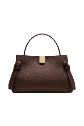 Mini Pebble Grain Leather Espresso Väska