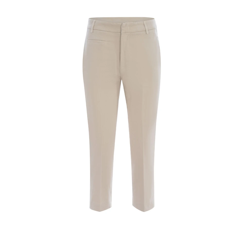 Dondup Beige Katoenen Stretch Gabardine Broek Beige Dames