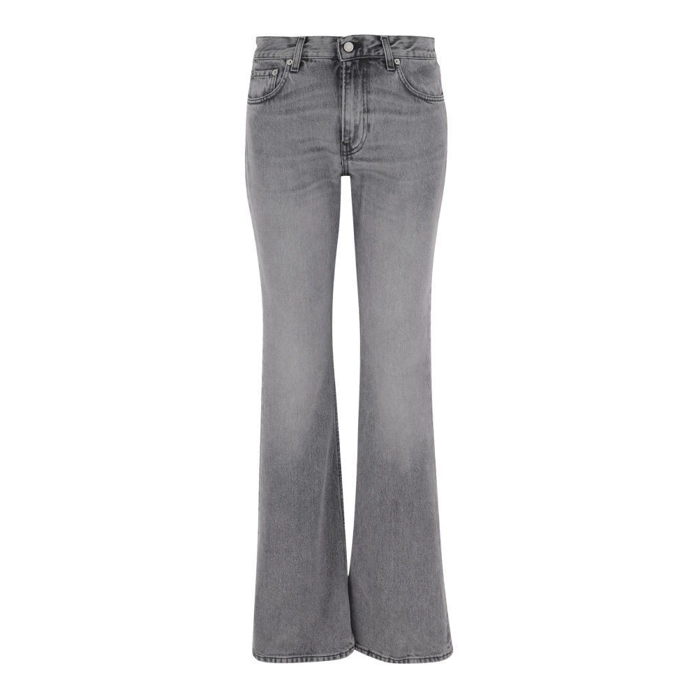 Haikure Women's Gray Flare Jeans, W26, Grey Wide Leg Cotton Denim Jeans