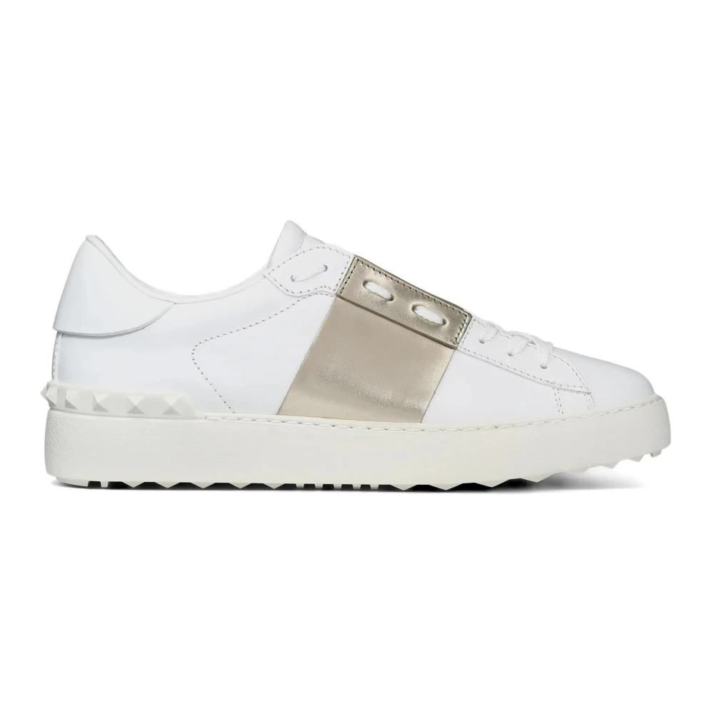 Valentino Open Sneaker Met Metallic Streep Dames Schoenen Wit