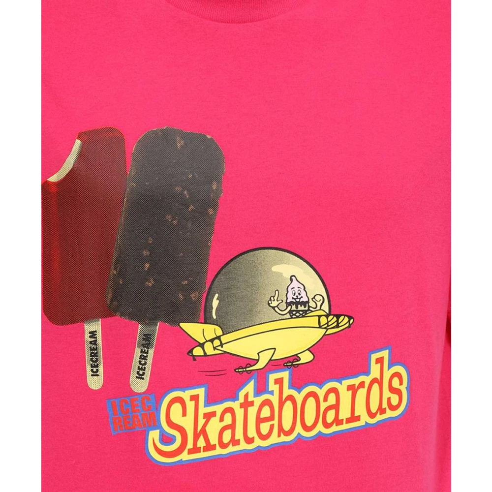 Icecream Katoenen T-shirt met Front Print Pink Heren