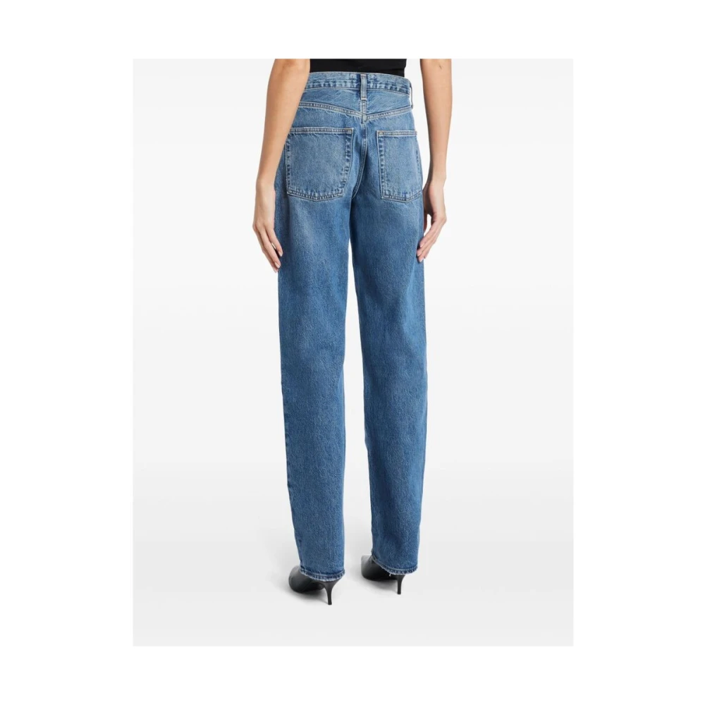 Agolde Blauwe Denim Straight Leg Jeans Blue Dames