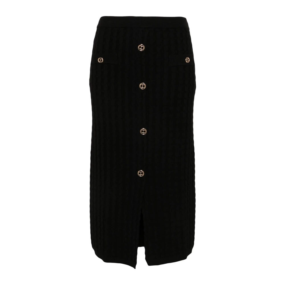 Twinset Elegante Rok Viscose Polyester Samenstelling Black Dames