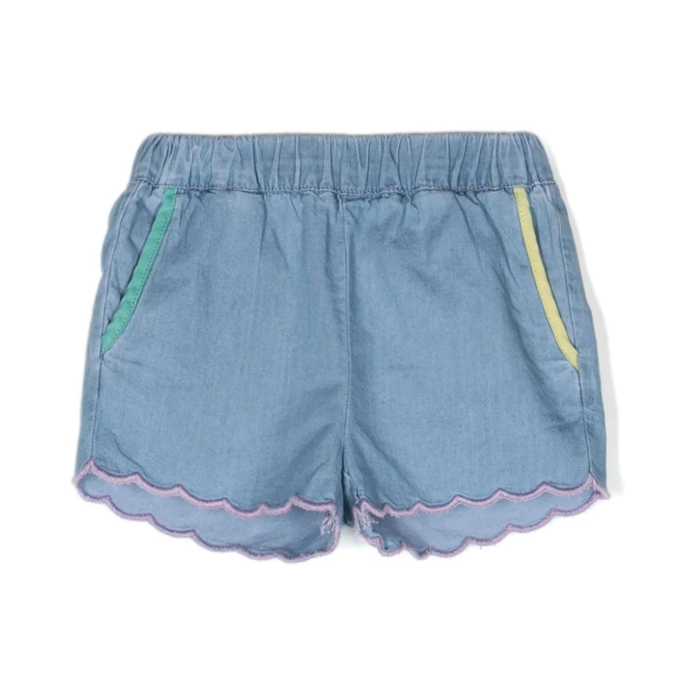 Stella McCartney Scalloped Denim Shorts Blue, Flicka