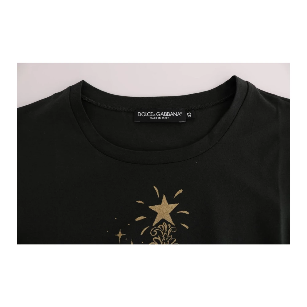 Dolce & Gabbana Groene Print T-Shirt 2017 Ontwerp Black Dames