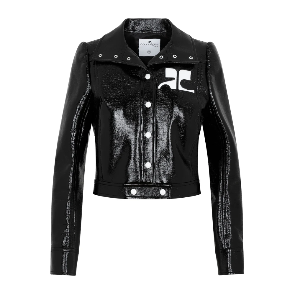 Courrèges Zwart Vinyl Logo Jas Vrouwen Black Dames