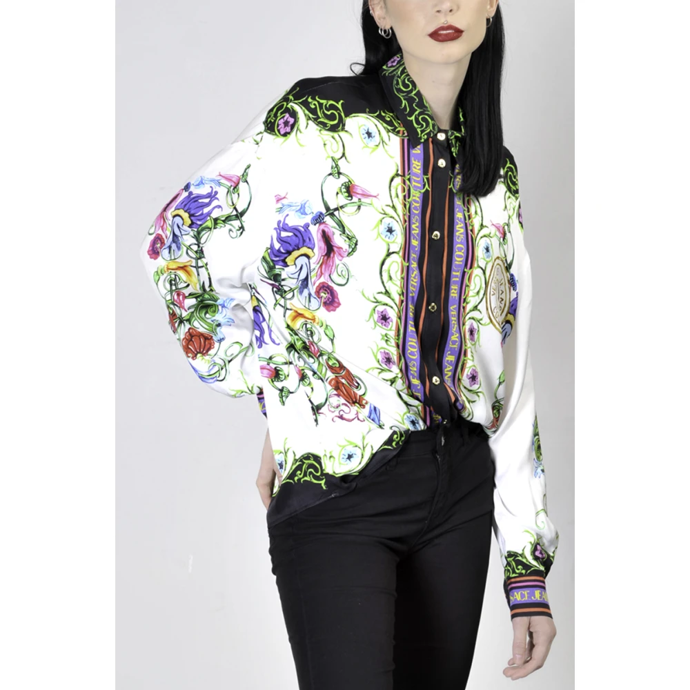 Versace Jeans Couture Lange Mouw V-Emblem Garden Shirt Multicolor Dames