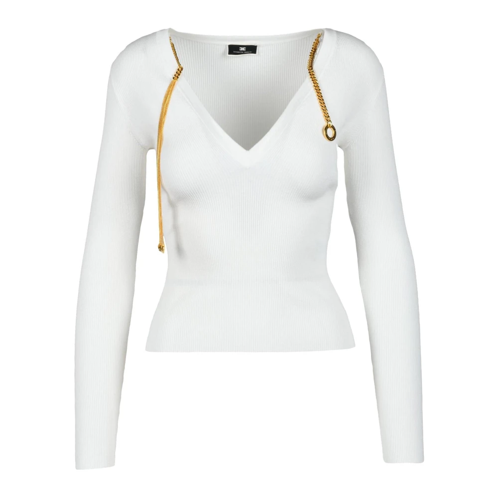 Elisabetta Franchi Elegante Gebreide Top met Viscosemix Black Dames