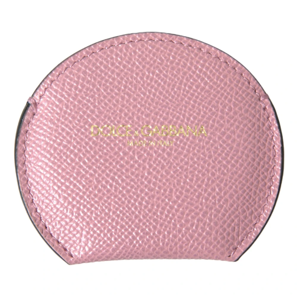Dolce & Gabbana , Accessories, Female, Pink, One Size, Elegant Pink Leather Hand Mirror Holder