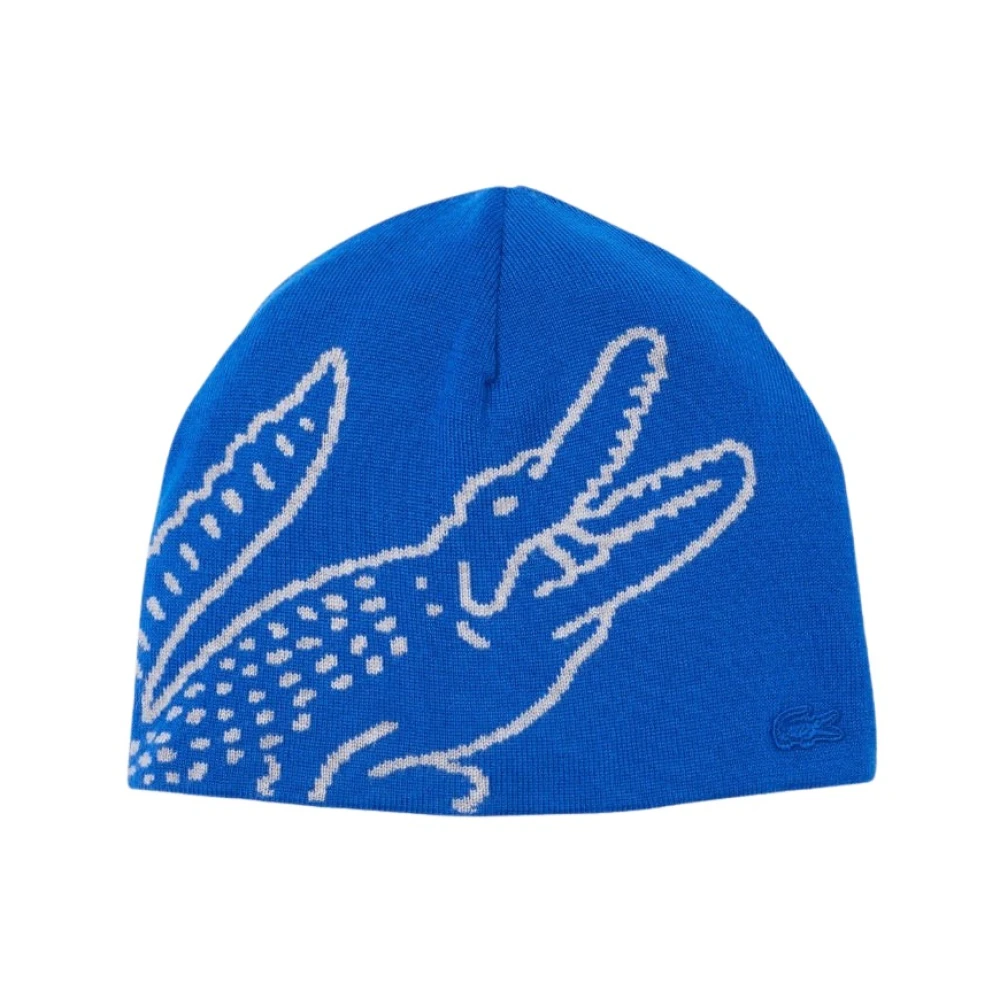 Lacoste Jacquard Wollen Gebreide Muts Blue Heren