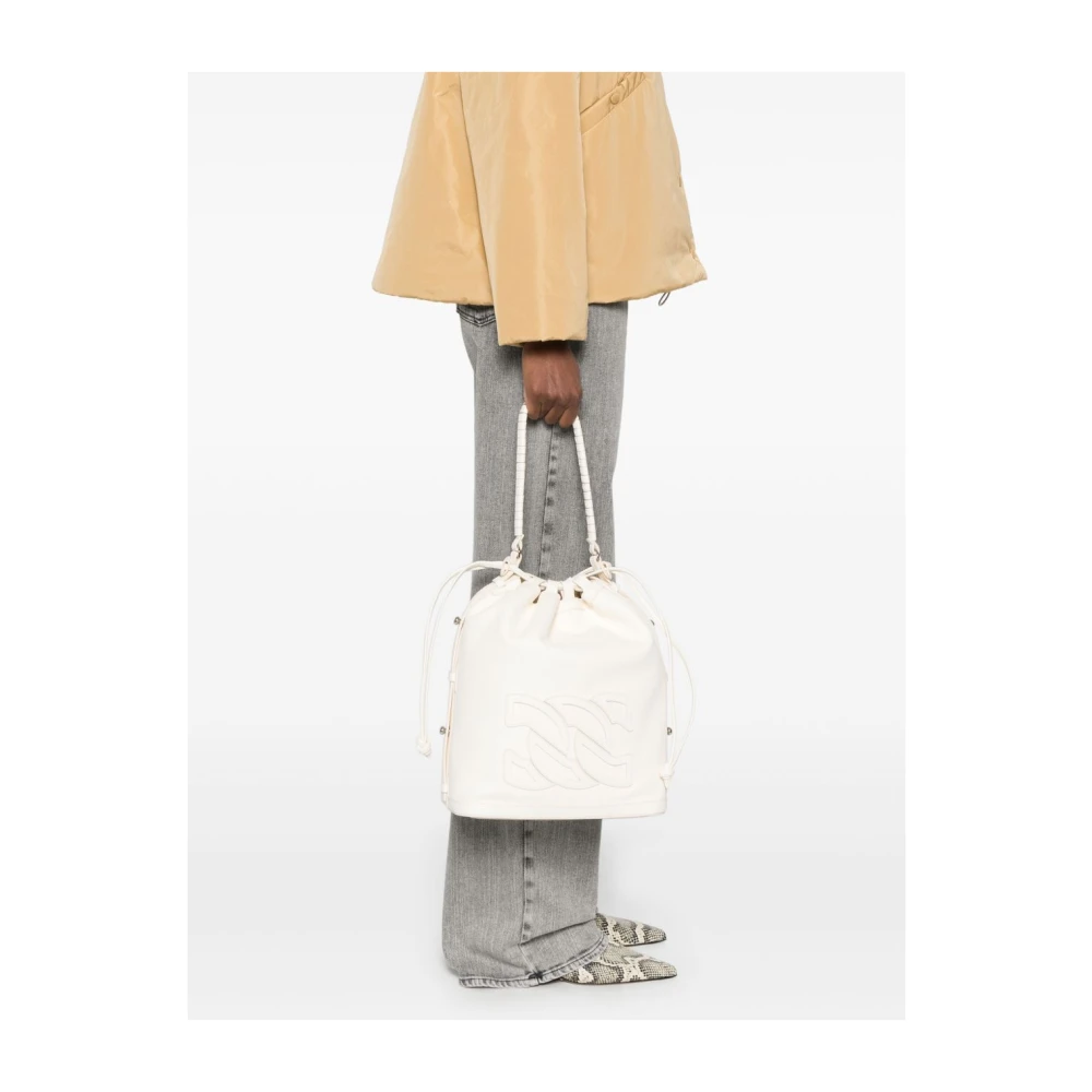 Casadei Witte Trekkoord Bovenhandvat Tas White Dames