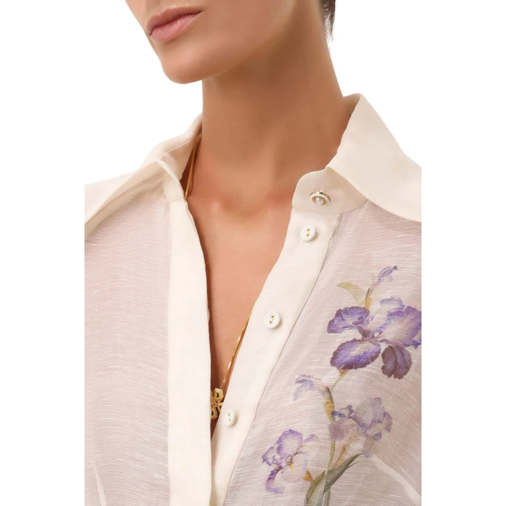 Zimmermann Blauwe Iris Flip Jurk White Dames