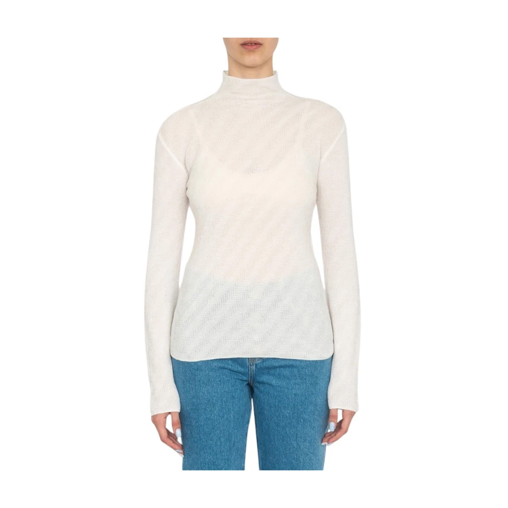 Emporio Armani Women's White Maglia - Turtlenecks - L - Knitwear