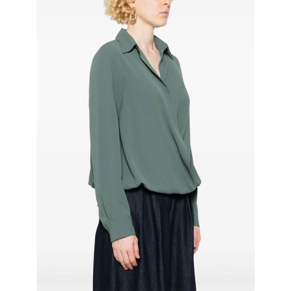 Dries Van Noten Shirt met Wikkelvoorkant en Koordjes Green Dames