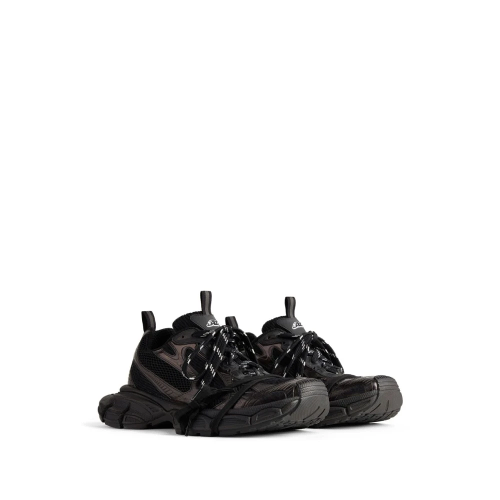 Balenciaga Zwarte Mesh Sneakers met Metallic Effect Black Dames