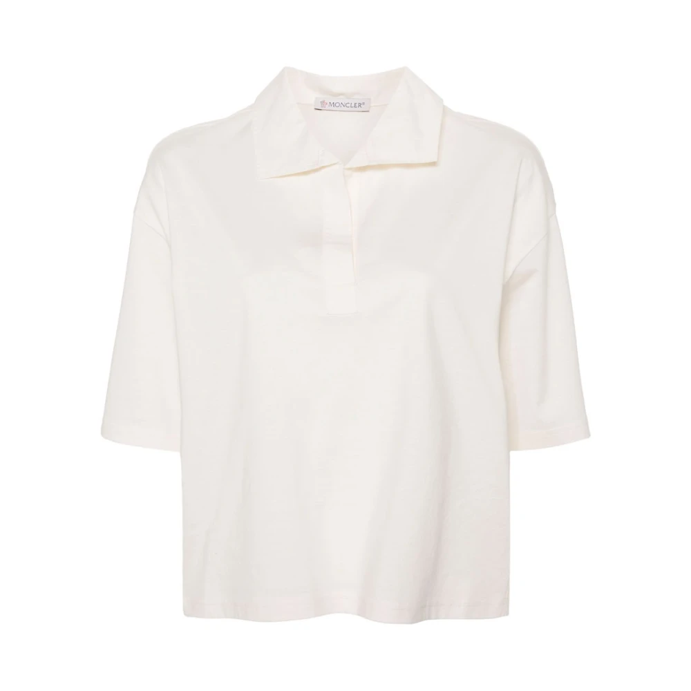 Moncler Oversized Bomull Polo Skjorta White, Dam