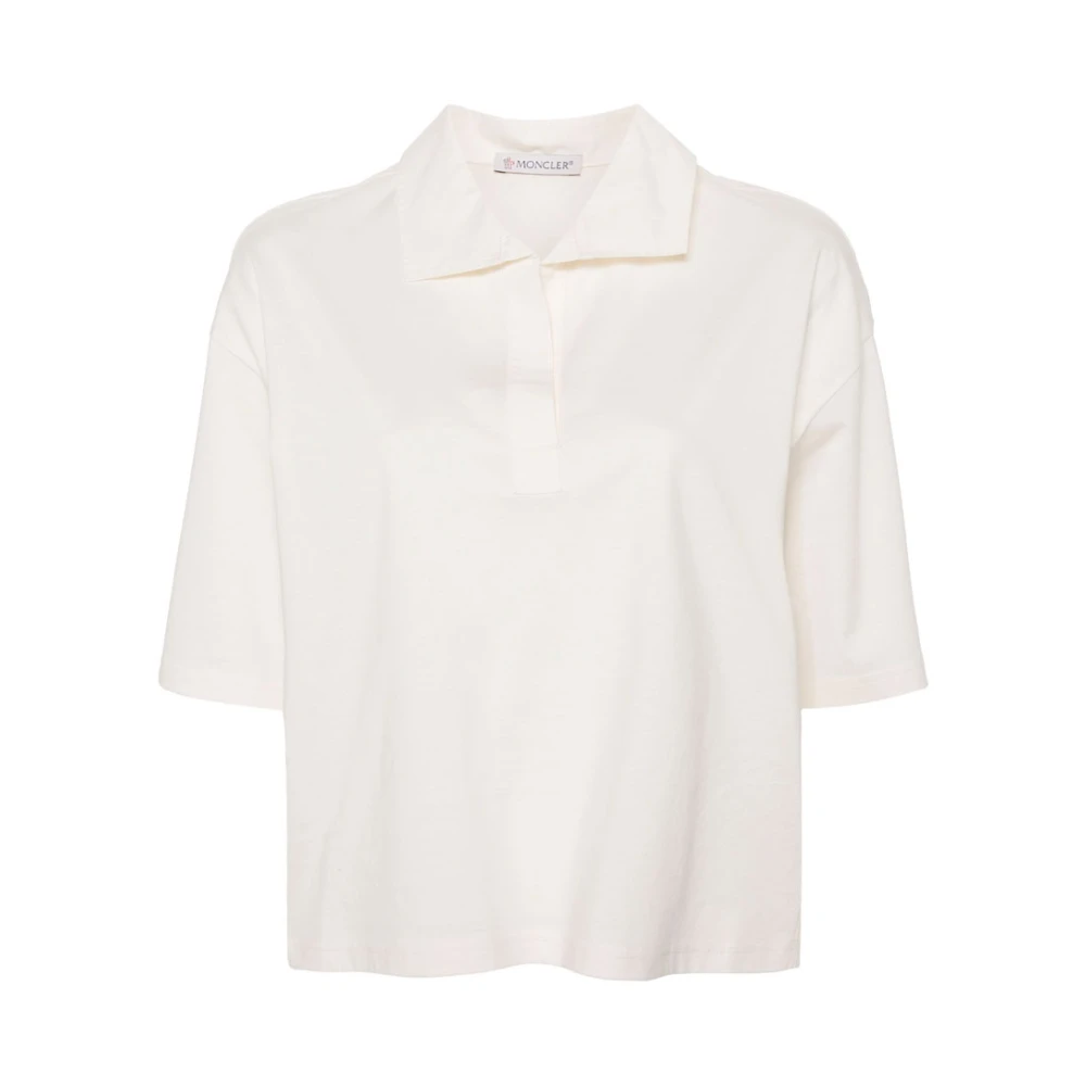 Moncler Oversized Katoenen Polo Shirt White Dames