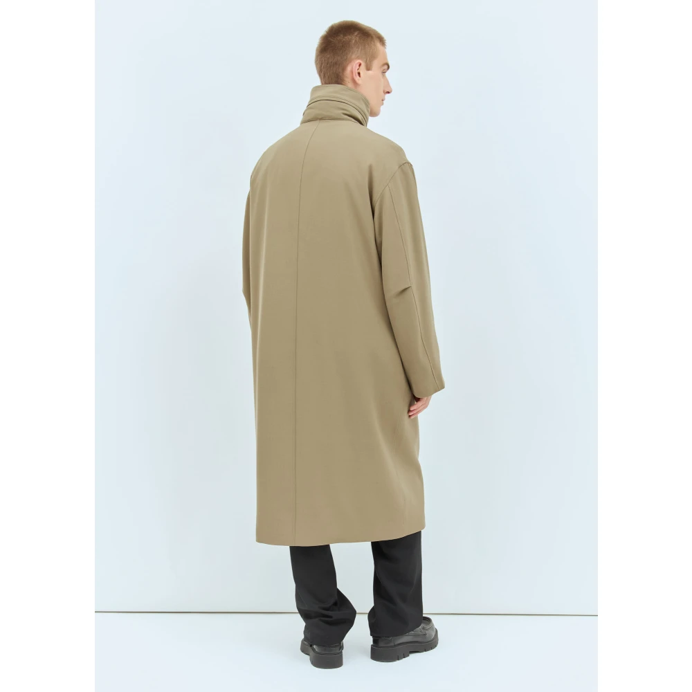 The Row Wollen Lange Jas Staande Kraag Beige Heren