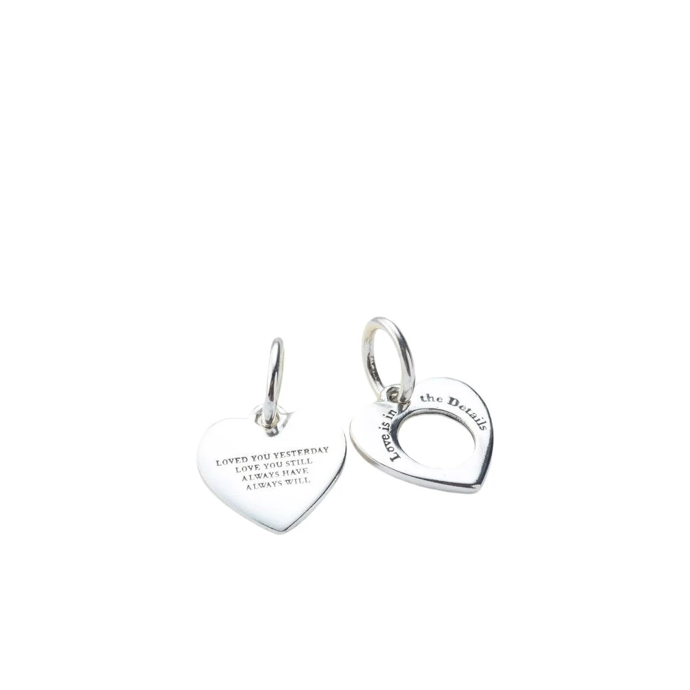 Pandora , Necklaces, Female, White, One Size, Engravable Heart Magnifying Glass Double Dangle Charm - Image 2