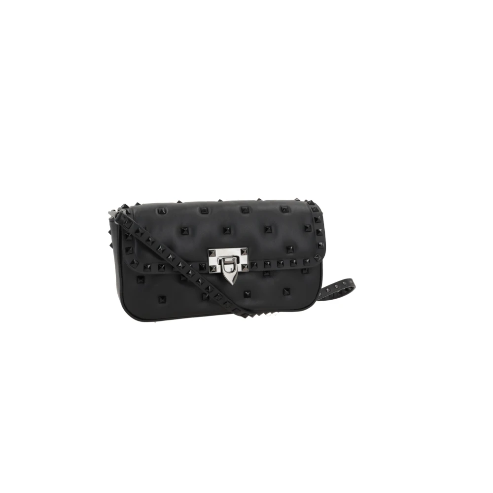 Valentino Garavani Zwarte leren studs schoudertas Black Dames