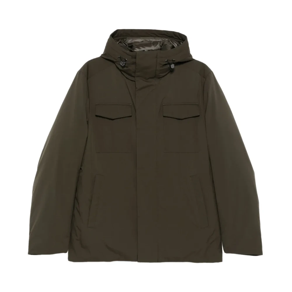 Gepolsterte Khaki Kapuzenreißverschlussjacke - Montecore - Modalova