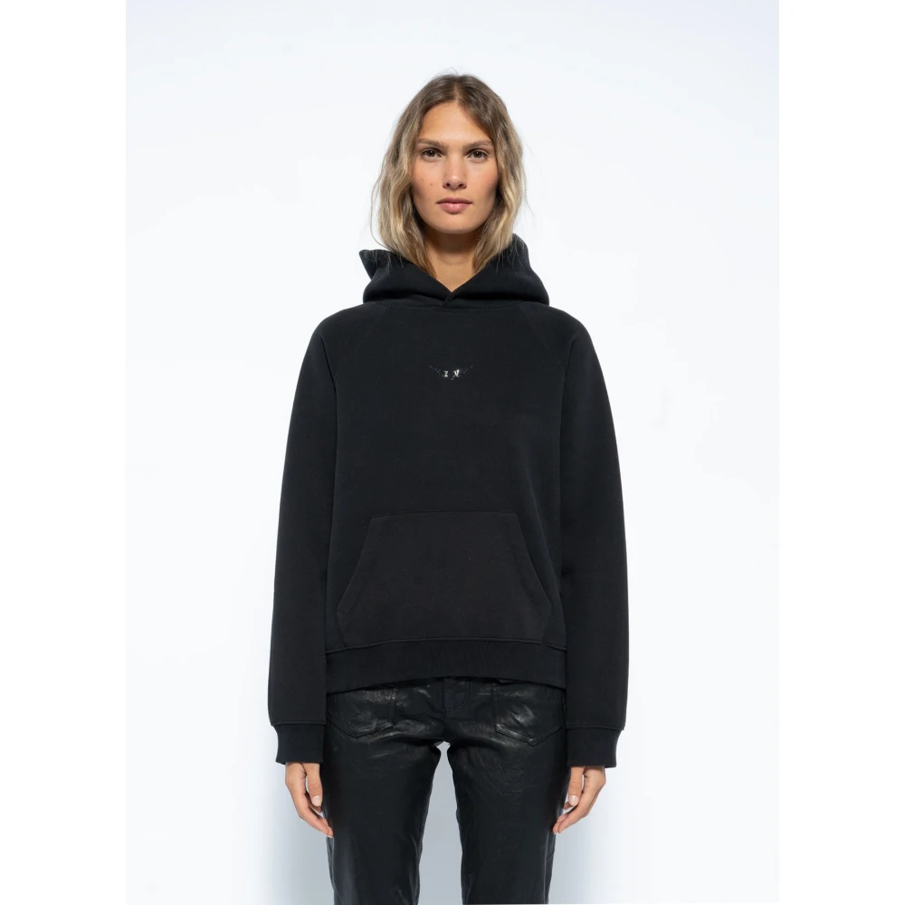 Zadig & Voltaire Zwart Rhinestone Vleugels Hoodie Black Dames