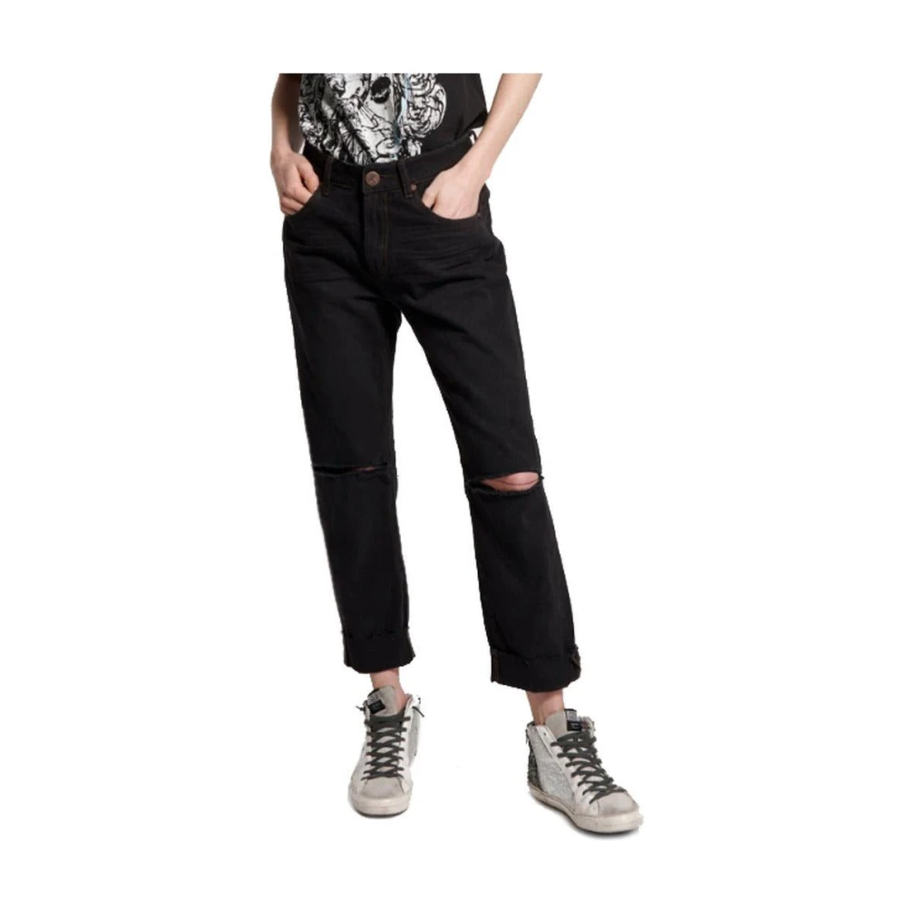 One Teaspoon Zwarte Regular Fit Distressed Jeans Black Dames