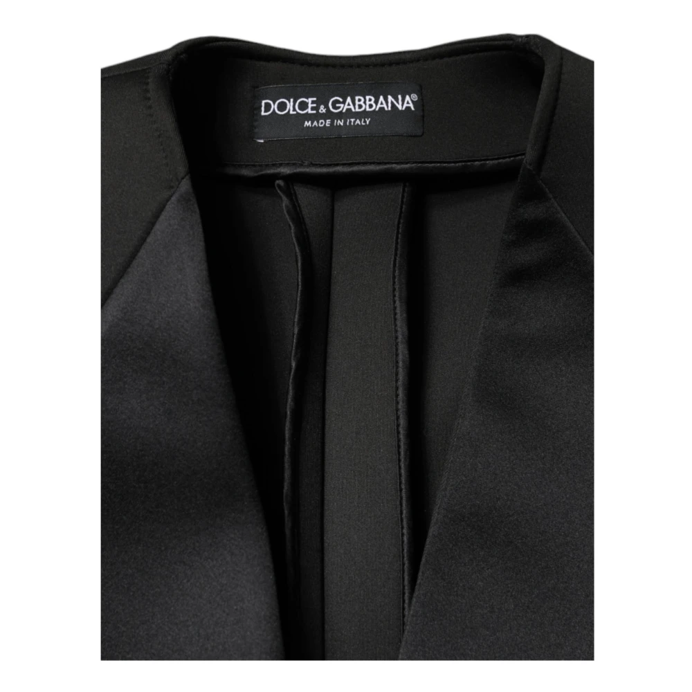 Dolce & Gabbana Zwarte double-breasted jas met logo Black Dames