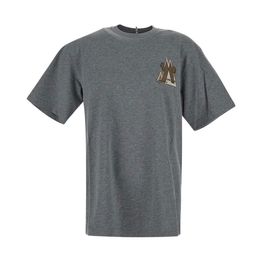 Moncler Logo Katoenen T-shirt Gray Heren