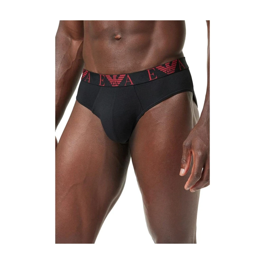 Emporio Armani Rode Katoenen Stretch Briefs Multicolor Heren