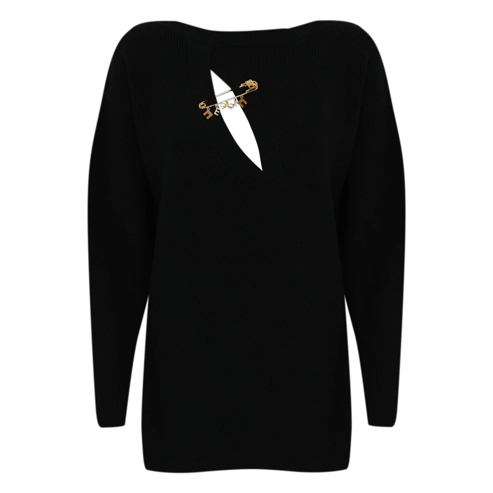 Elisabetta Franchi Zwarte viscose trui met bedeltjes Black Dames