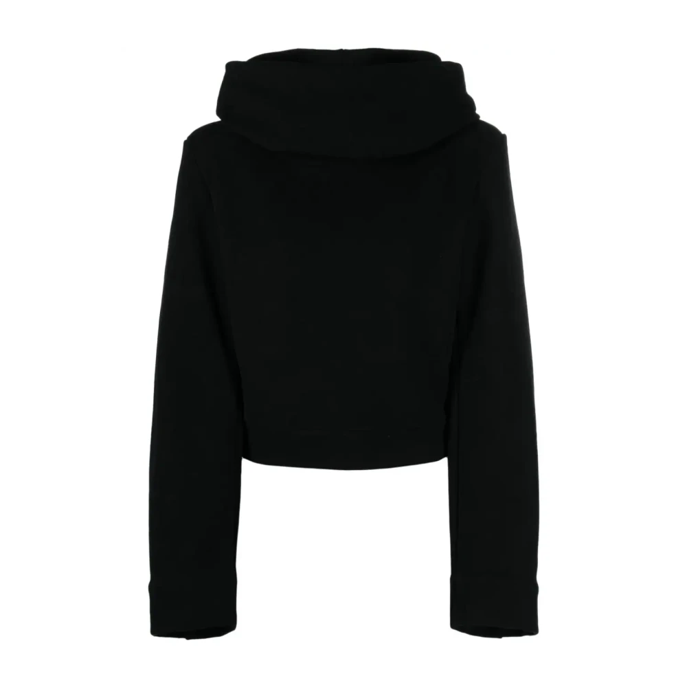 Saint Laurent Zwarte Hooded Sweatshirt met Gewatteerde Schouders Black Dames