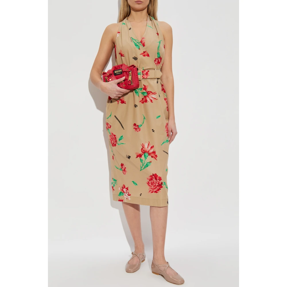 Moschino Jurk met bloemenmotief Beige Dames