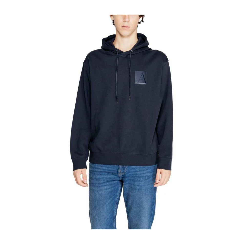 Armani Exchange Men's Blue Hoodies, S, Cotton Blend Jumper With Elastane