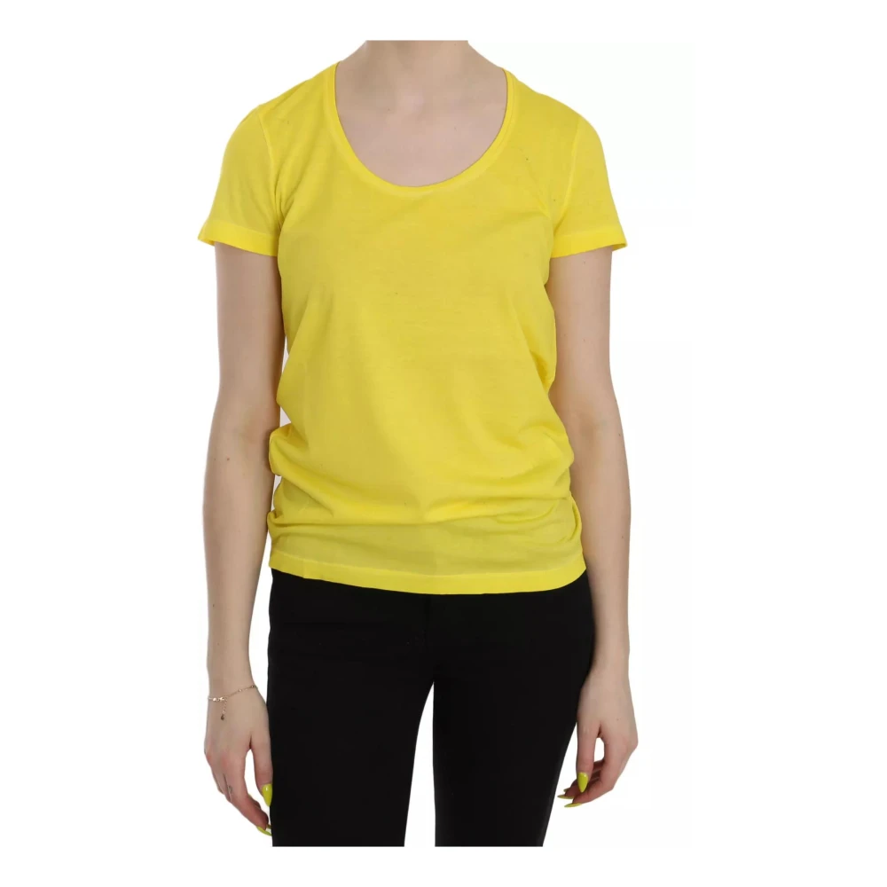 Dsquared2 Gele Ronde Hals Blouse Logo Details Yellow Dames