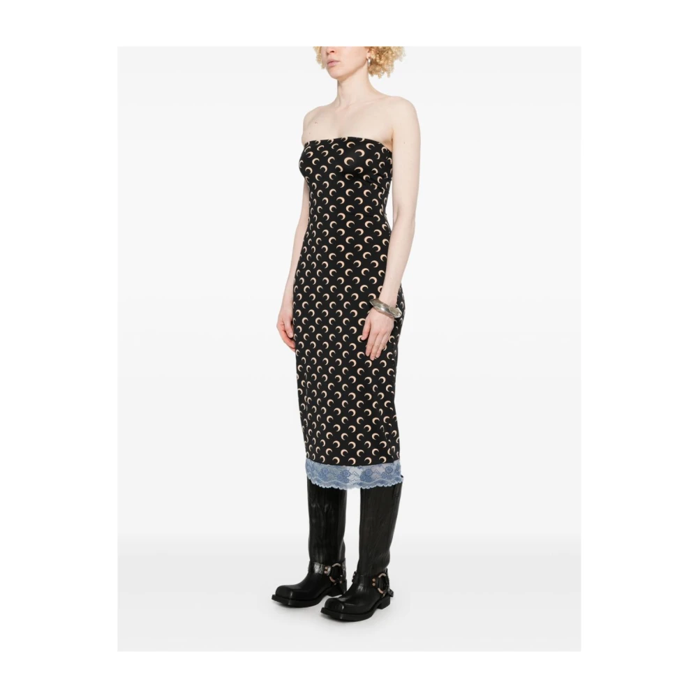 Marine Serre Bruine Kant Bandeau Jurk Brown Dames