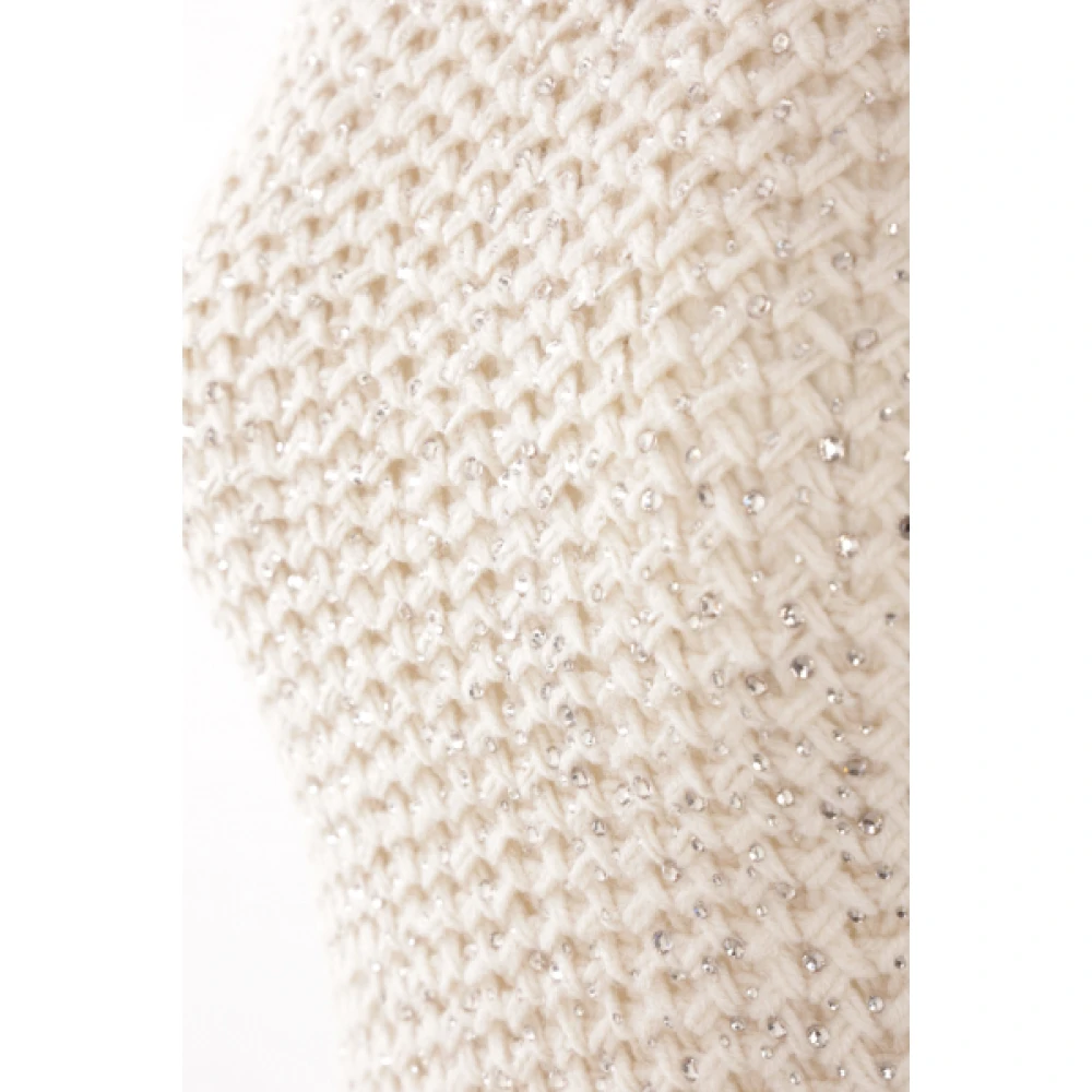 Ermanno Scervino Kristalversierde Naakte Wollen Trui White Dames