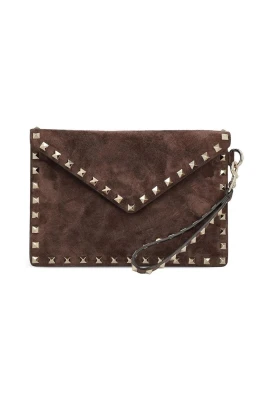 Rockstud Suede Clutch